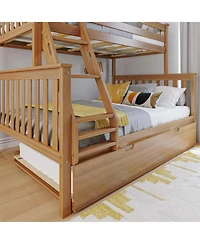 Max & Lily Solid Wood Bunk Bed, Twin over Full with Storage Trundle and Ladder for Kids