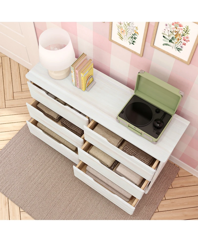 Max & Lily 6 Drawer Dresser, Storage Drawers Farmhouse Solid Wood Bedroom Dressers