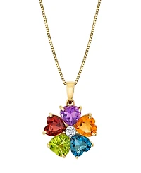 Macy's Multi-Gemstone (4-3/10 ct. t.w.) & Diamond Accent Pendant Necklace in 10k Yellow Gold