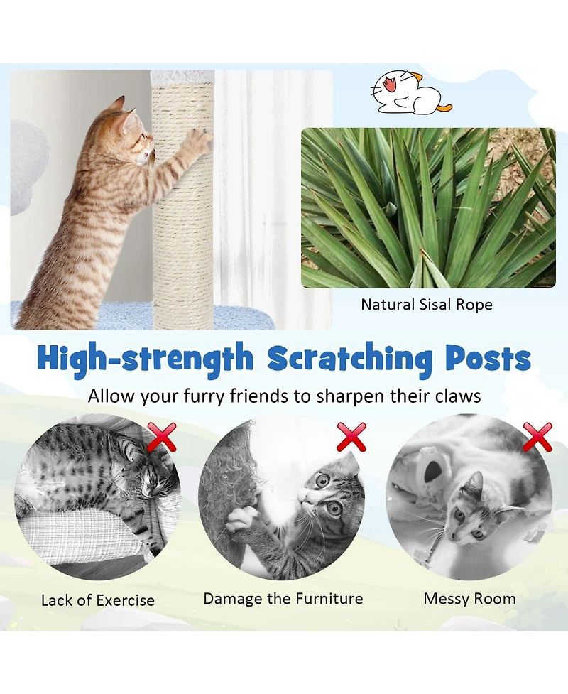 Cozito Cat Tower Multi-Level Ocean Wave with Sisal Scratch Posts