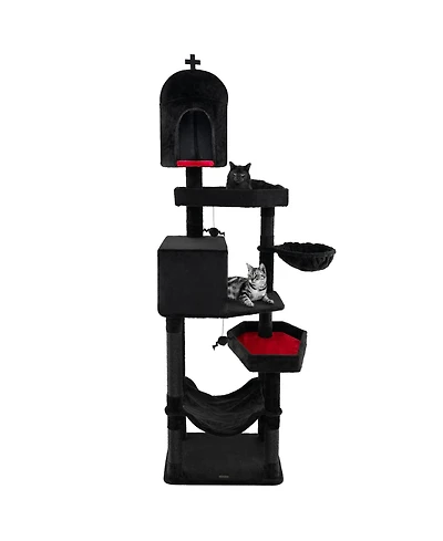 Cozito Cat Tree Gothic with 2 Condos and Coffin Bed for Indoor