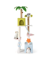 Cozito Cat Tower 71 in Multi-Level Aesthetic Beach-Themed Design