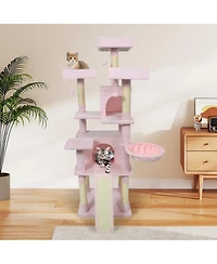 Cozito Cat Tree 65 inch with 3 Plush Perches and 2 Condos