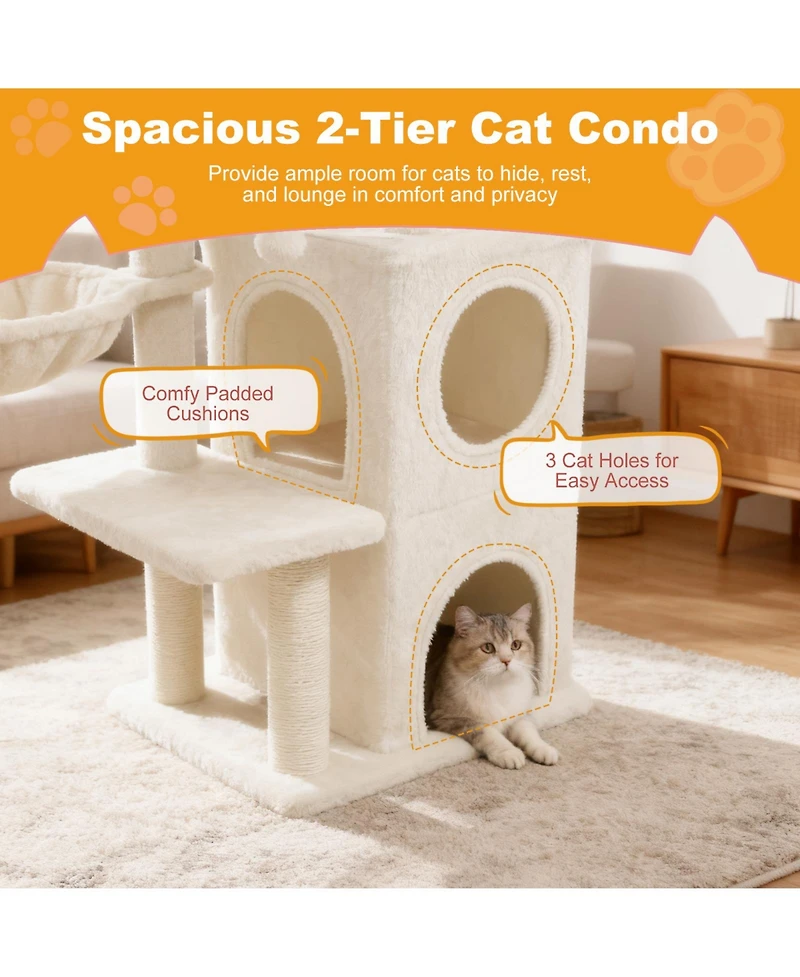 Cozito Cat Tower 33.5 in Cute with 2-Tier Condo and Top Perch
