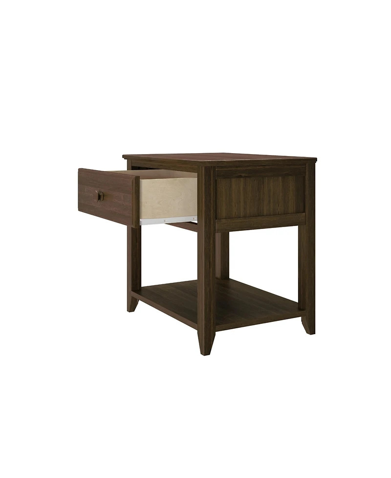 Max and Lily Nightstand with Storage Drawer, Small Solid Wood Bedside, Side Tables for Bedroom