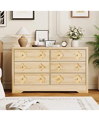 gaomon 47.2" Wide 6 Drawer Wood Dresser with Crystal Knobs, Bedroom Storage Chest Tv Stand Organizer