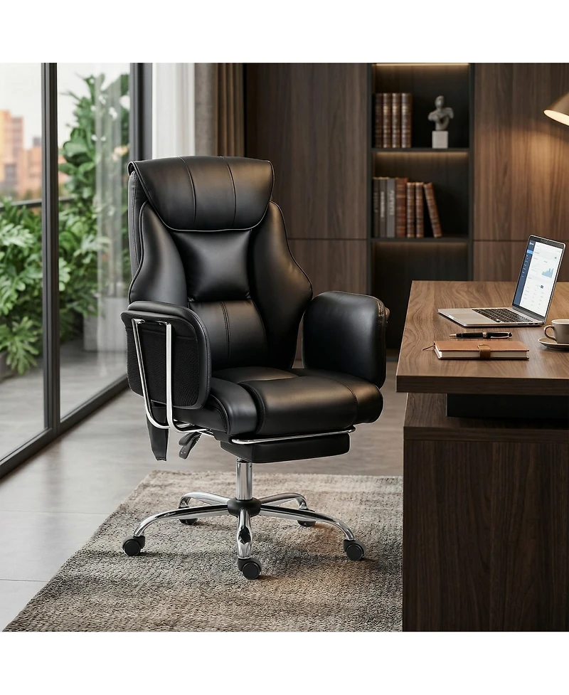 Homcom Massage Office Chair with 6 Points Vibration, Desk Chair,