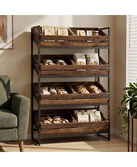 Tribesigns 4-Tier Fruit and Vegetable Storage Basket Stand Rack, Retail Display Shelf, Large Snack Shelf