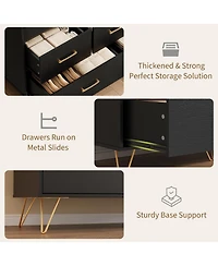 gaomon 47" 5 Drawer Dresser with Led Lights and Charging Station, Wood Storage Cabinet for Bedroom