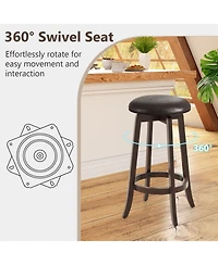 Slickblue 2 Piece Pu Leather Bar Stools with 360degree(s) Swivel Round Seat Upholstered
