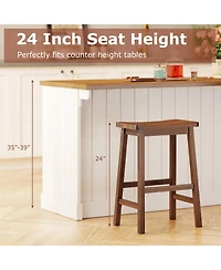 Slickblue Counter Height Bar Stools Set of 2 with Saddle Seat, Curved Design and Footrest Support-Walnut