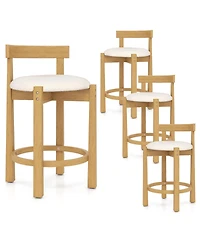 Slickblue Set of 4 Velvet Counter Height Bar Stools with Backrest