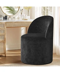 Maison Boucle Chenille Swivel Vanity Chair with Casters, Barrel Makeup