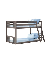 Max & Lily Bunk Bed for Kids, Solid Wood Low Beds with Ladder