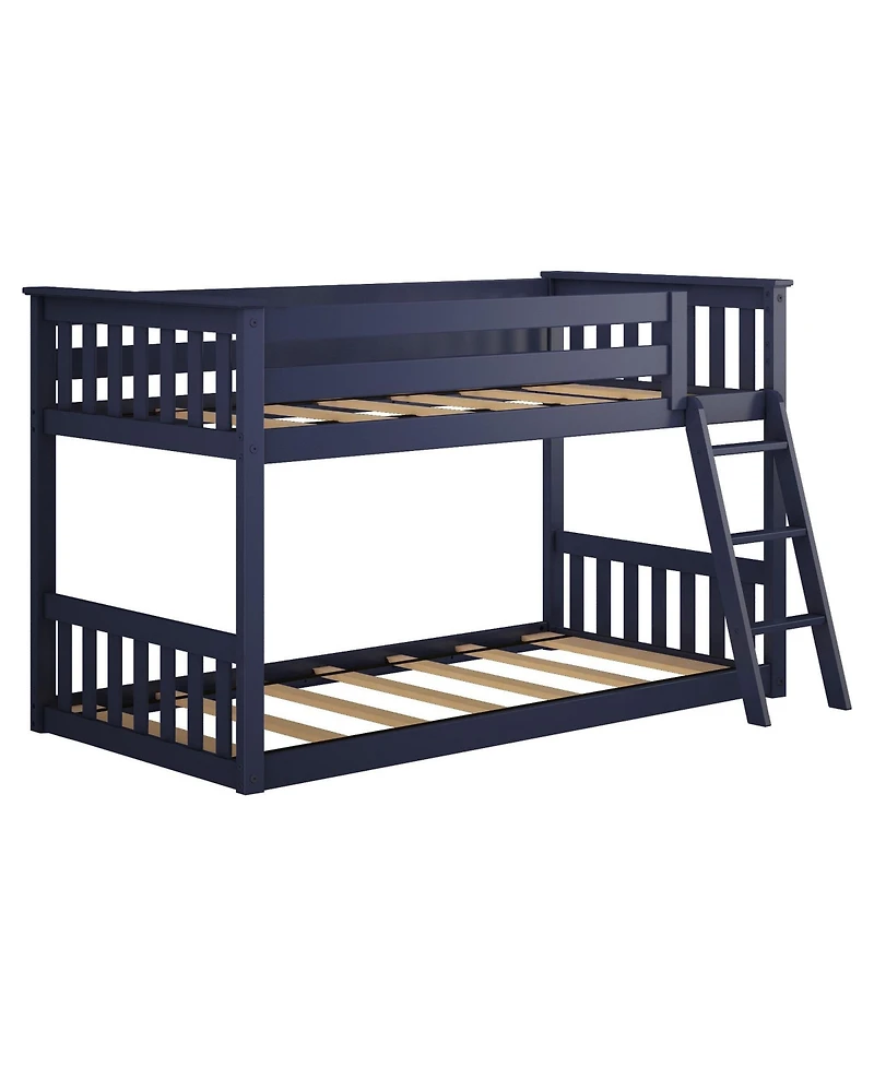 Max & Lily Bunk Bed for Kids, Solid Wood Low Beds with Ladder
