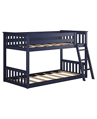 Max & Lily Bunk Bed for Kids, Solid Wood Low Beds with Ladder