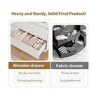 gaomon 6 Drawer Dresser with Led Lights, Wide Modern Wood Storage Chest for Bedroom Living Room