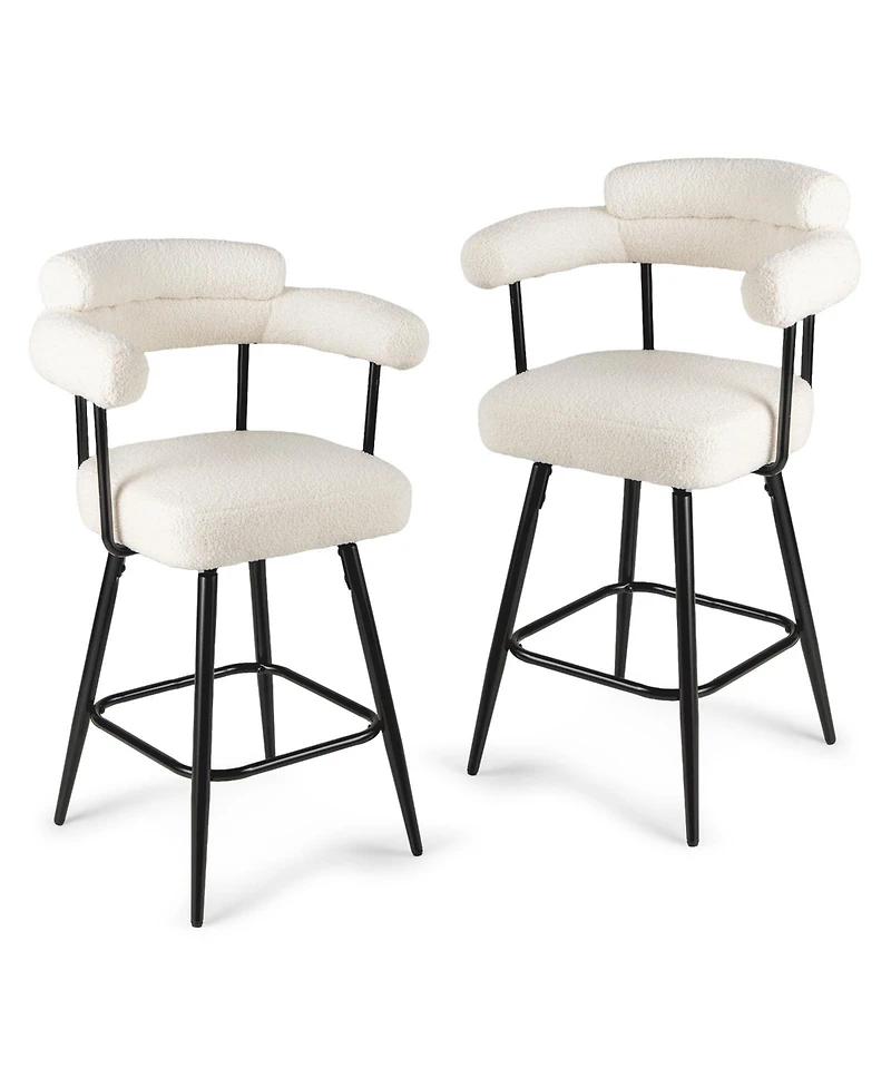 Slickblue Counter Height Swivel Bar Stools Set of 2 with Curved Backrest and Arms for Kitchen Island