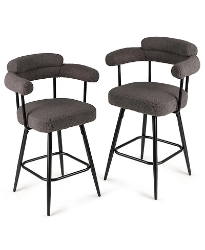 Slickblue Counter Height Swivel Bar Stools Set of 2 with Curved Backrest and Arms for Kitchen Island