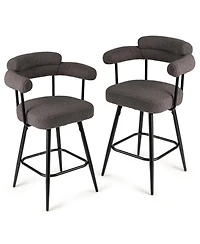 Slickblue Counter Height Swivel Bar Stools Set of 2 with Curved Backrest and Arms for Kitchen Island