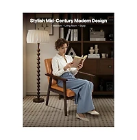 Sugift Mid Century Modern Accent Chair Pu Leather Armchair with Solid Wood Frame