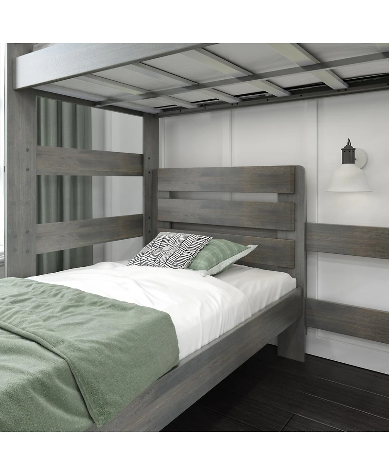 Max & Lily Solid Wood Modern Farmhouse Bunk Bed, L-Shaped Twin over Bed Frame For Kids