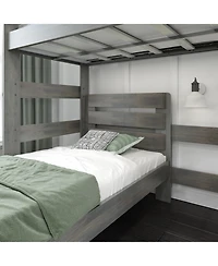 Max & Lily Solid Wood Modern Farmhouse Bunk Bed, L-Shaped Twin over Bed Frame For Kids