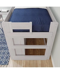 Max & Lily Modern Farmhouse Low Loft Bed, Twin Bed Frame for Kids with 3-Drawer Dresser, 2-Shelf Bookcase and Hook-on Desk