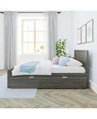 Max & Lily Full Bed Frame with Trundle, Classic Solid Wood Platform for Kids