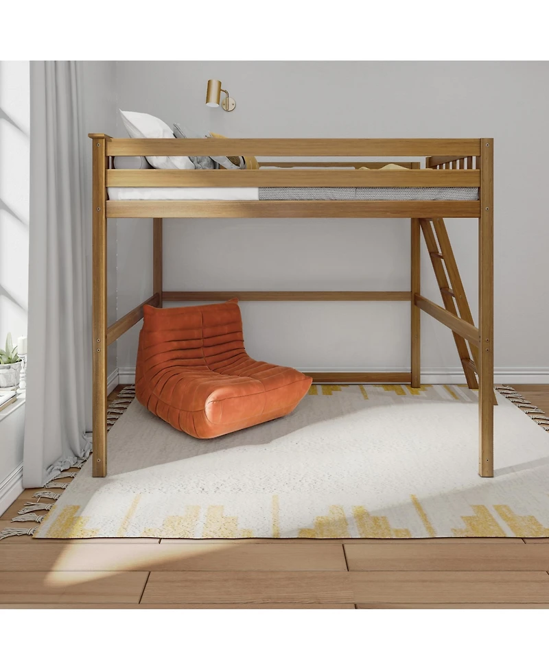 Max & Lily Full High Loft Bed with Ladder on End, Solid Wood Frame, Space Saving, 400 lbs Weight Capacity, Easy Assembly
