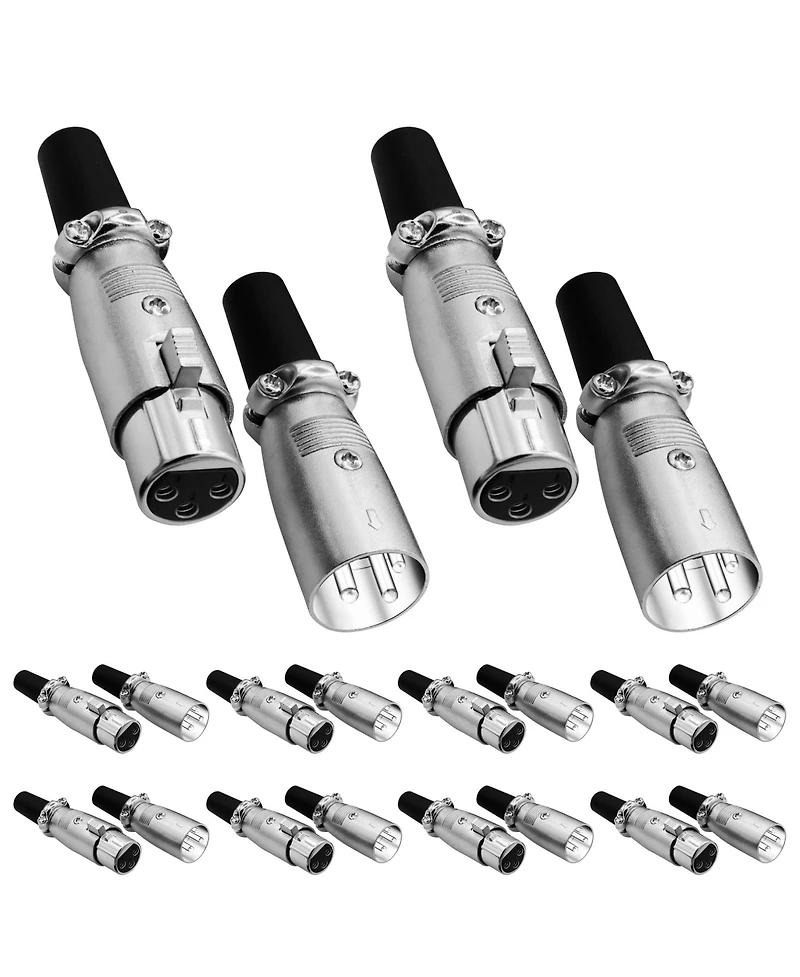 5Core Xlr Connector 20 Pair Male Female to 1/4 Audio Jack 3 Pin Secure Mic Plug w Locking Ends