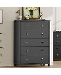 gaomon 5 Drawer Modern Dresser, 45" Tall Wooden Storage Cabinet and Tv Stand for Bedroom Nursery Entryway