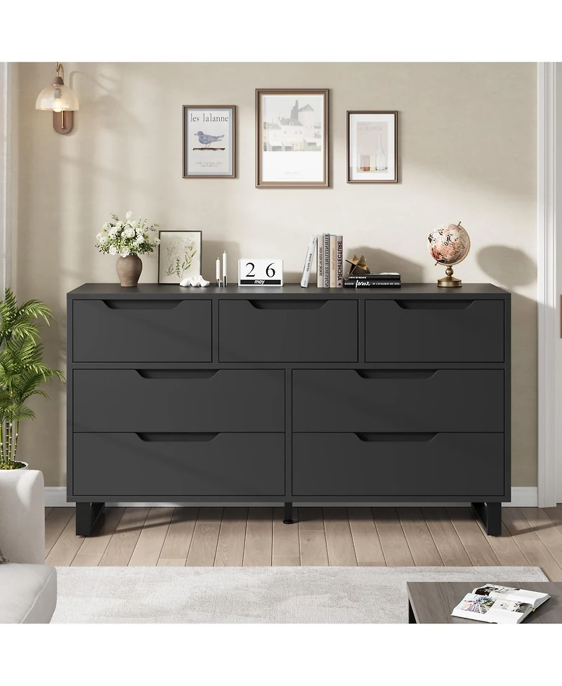 gaomon 7 Drawer Dresser for Bedroom, 55" Wide Freestanding Wooden Storage Chest Living Room