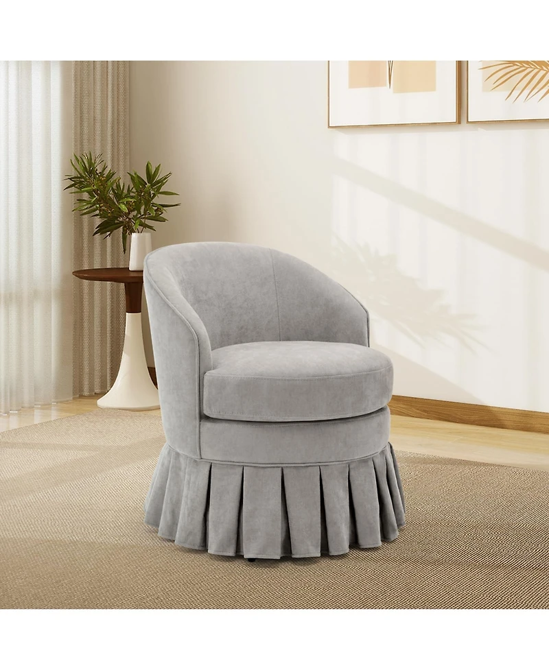 gaomon Mid Century Modern Upholstered Arm Chair with Tall Back and Side Pockets, Wood Legs, Cute Vanity Stool for Makeup, Desk, Piano
