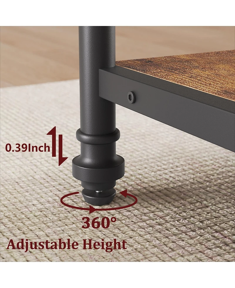 Homfan Round Dining Table for 4 with 2-Tier Storage Shelves and Roman Metal Legs, 47.0 Kitchen