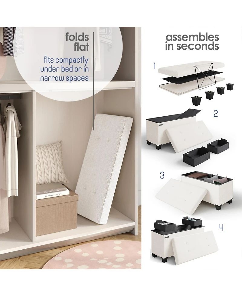 Nestl Inch Ottoman Storage Bench with Bins