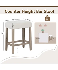 Slickblue Stylish 2 Piece Bar Stool Set Counter Height Rubber Wood Legs Seating Set
