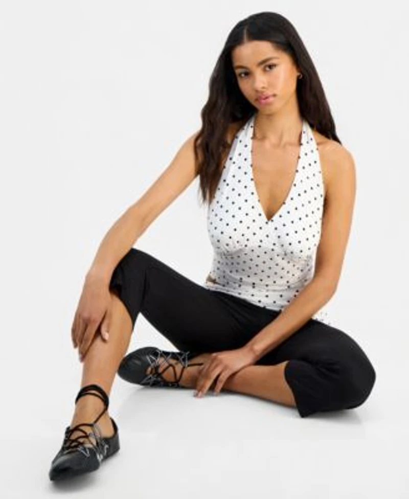 Just Polly Cropped Halter Top Fold Over Leggings