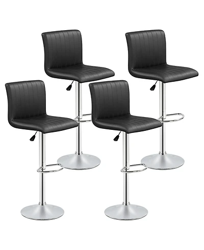 Gymax Bar Stools Set of 4 Adjustable Swivel Barstools w/Back and Footrest for Kitchen