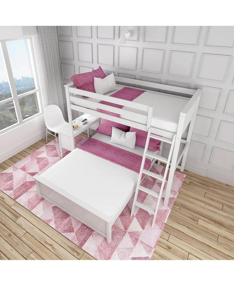Max and Lily L-Shaped Twin over Full Bunk Bed with Desk
