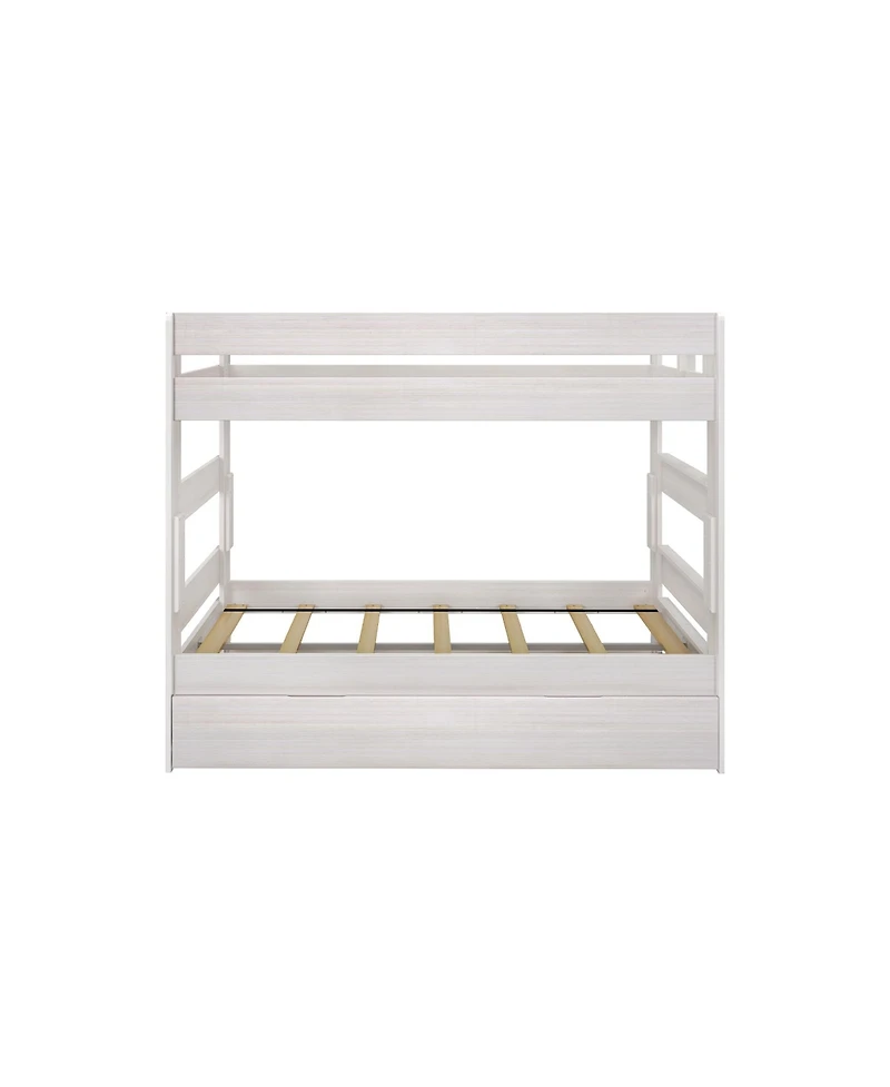Max and Lily Solid Wood Modern Farmhouse Twin over Twin Bunk Bed with Trundle