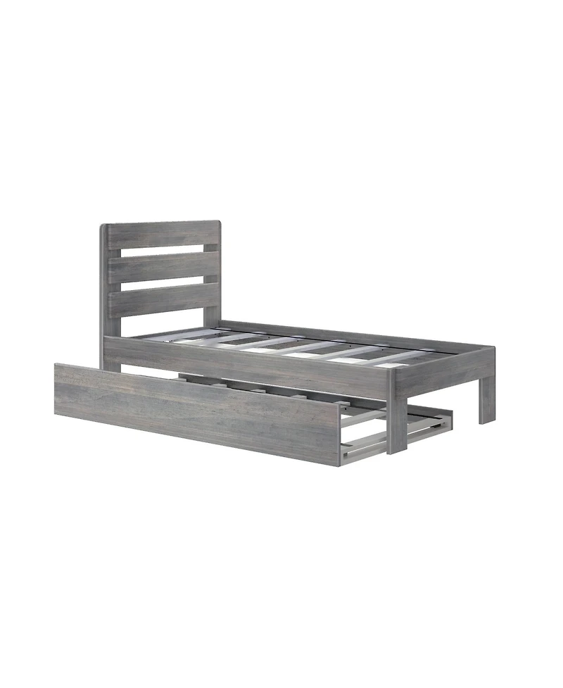 Max and Lily Solid Wood Farmhouse Twin Bed with Plank Headboard Trundle