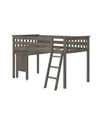 Max and Lily Solid Wood Twin Loft Bed, Bed with Pull Out Desk Ladder for Kids