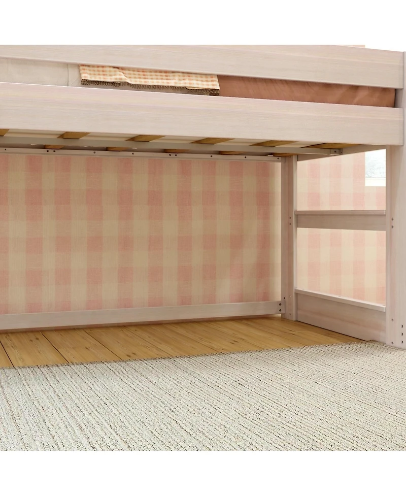 Max and Lily Farmhouse Twin Low Loft Bed, White Wash