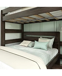 Max and Lily Solid Wood Modern Farmhouse Bunk Bed, L-Shaped Twin over Queen Bed Frame For Kids