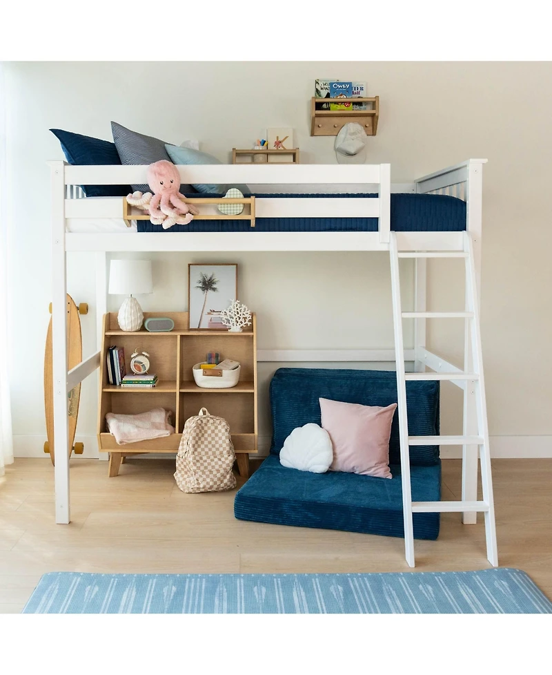 Max and Lily High Loft Bed, Twin Bed Frame For Kids, Clay
