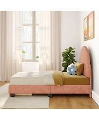 Max and Lily Upholstered Bed with Arch Headboard (Twin