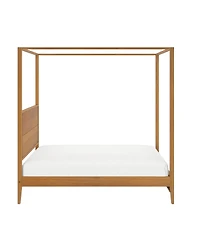 Max and Lilly Haven Canopy Bed with Square Post Wood Headboard (Full), Blonde