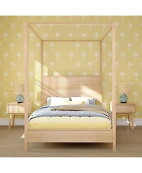 Max and Lilly Haven Canopy Bed with Square Post Wood Headboard (Full), Blonde