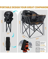 Aboron Oversized Heated Camping Chair - Portable Folding Moon Saucer with 3 Heat Levels for Outdoor Patio and Lounge